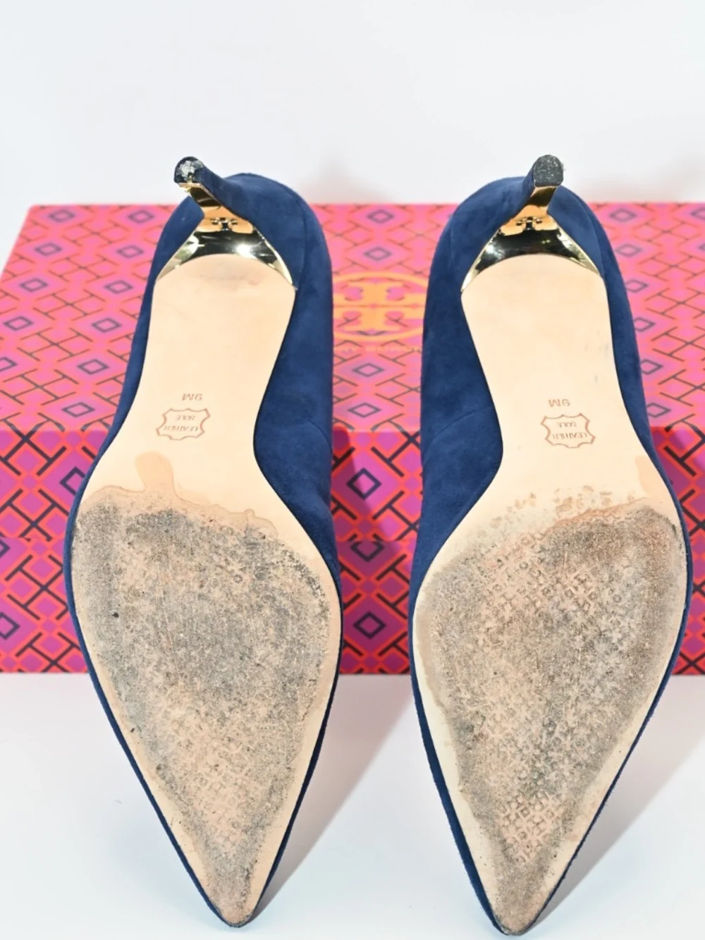 Tory Burch Elana suede 85mm Pump Heels size 9 blue